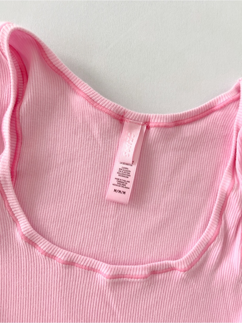 SKIMS Cotton Rib Tank & Boxer Set Medium Bubblegum Pink Ivory - Picture 3 of 6